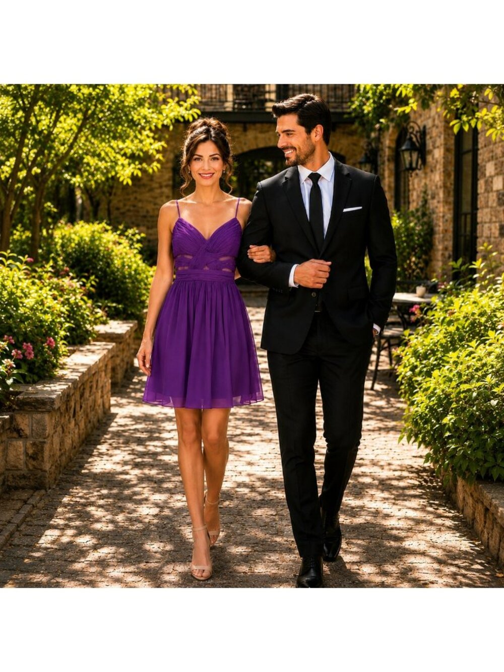 Hailey Logan Chiffon Mini Dress With Spaghetti Straps Womens 7/8 Purple